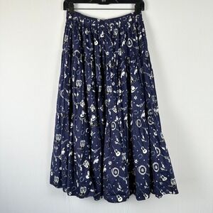 Vintage Broom Skirts Women's Tiered Western Print Long Maxi Skirt Boho Country